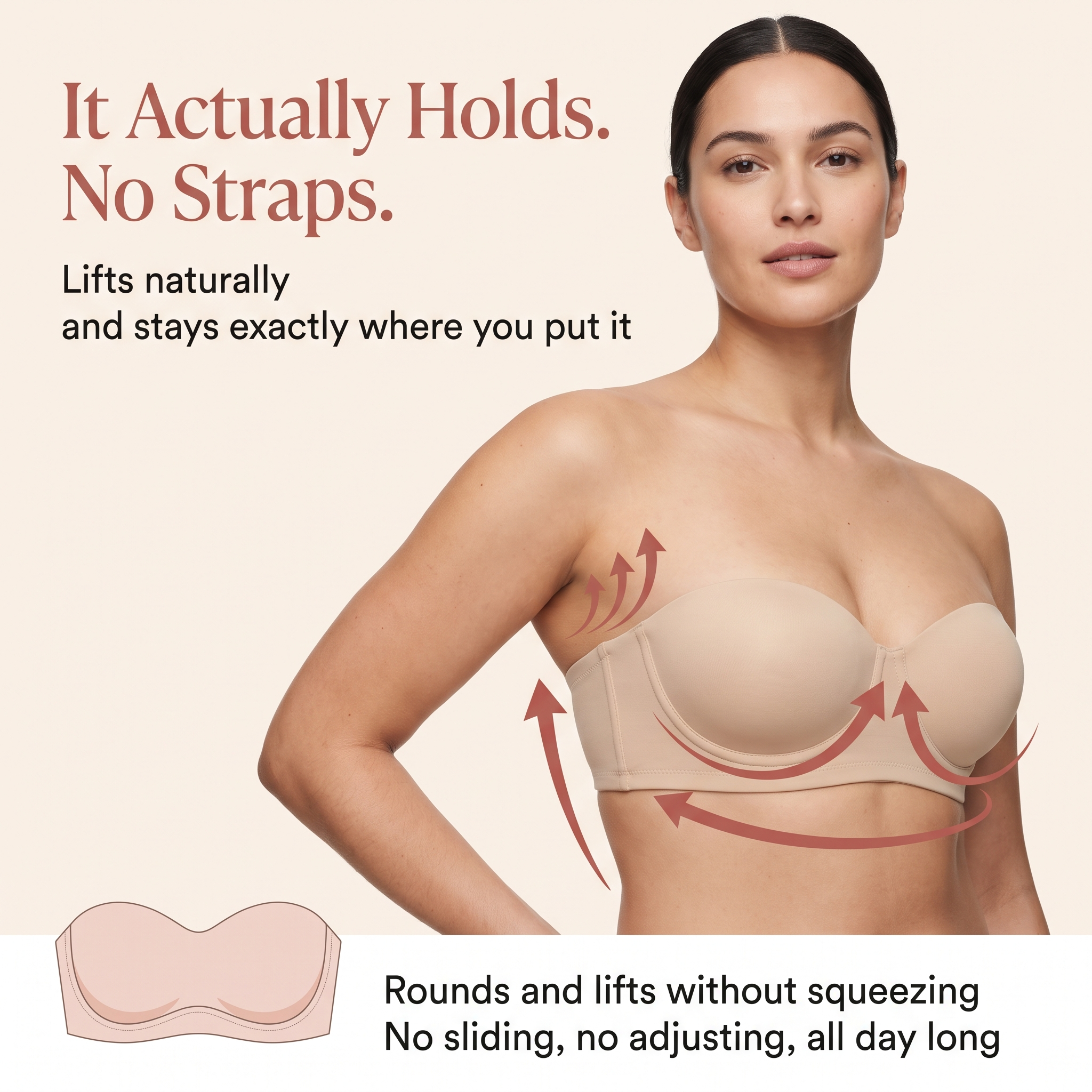 Invisible Push-Up Strapless Bra
